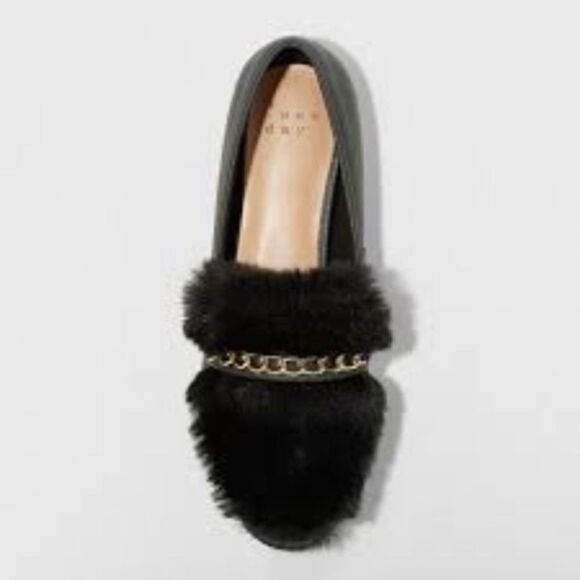 2/$30 A New Day Sal Faux Leather Fur Closed Loafers Black - Picture 2 of 12